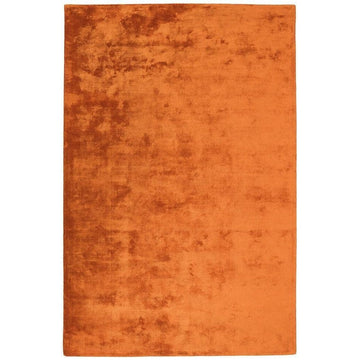 Katherine Carnaby Chrome Luxury Modern Plain Distressed Tonal Metallic Shimmer Hand-Woven High-Density Heavyweight Soft Textured Silky Viscose Burnt Paprika Orange Rug-Asiatic Carpets-Rug Love - The Most Loved Rug Store